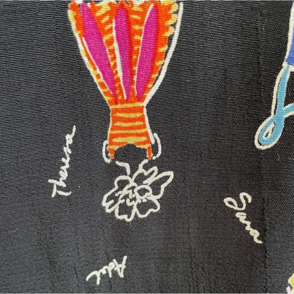 F L MALIK VINTAGE MAXI SKIRT BLACK BACK SLIT ZIPPER FASHION THEME BLUE GREEN - Picture 9 of 12